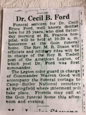 Dr. Cecil Bruce Ford funeral announcement