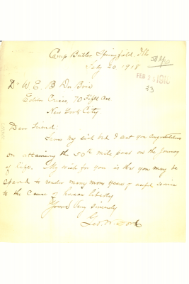 Letter to W.E.B. Du Bois 50th Letter to W.E.B. Du Bois 50th